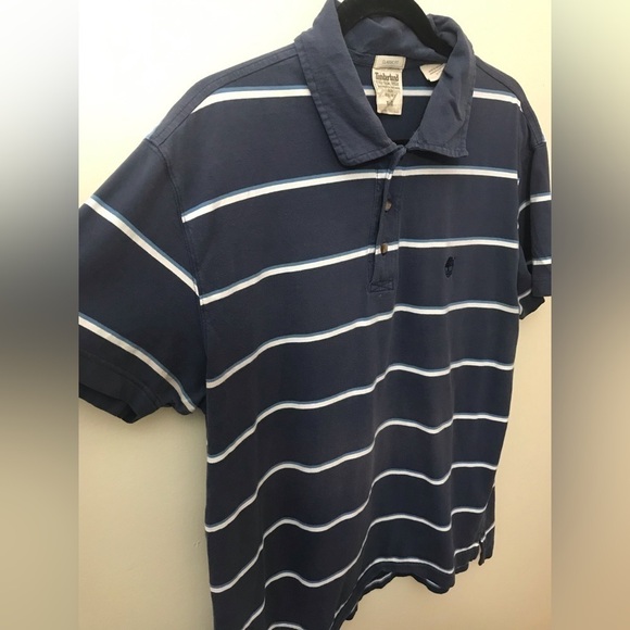 𝅺VINTAGE Timberland Stratham Mens Cotton Striped Classic Fit Polo Shirt Size XL - Picture 6 of 10